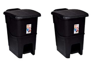 Aristo Plastic Biomedical Waste Dustbin With Step-On Pedal 12 Ltr (Black & Black) Combo