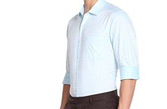 Arrow Men’S Checkered Full Sleeve Slim Fit Cutaway Collar Cotton Formal Shirt (Aradosh1368_Light Blue_39)