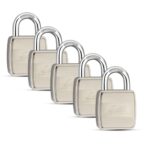 Link® Hi-Tech 60Mm Padlocks 5Pcs-Set | Stainless Steel Body | Hardened Shackle | 3 Silver Keys With Hi-Tech Nickle & Keychain | Made In India| 3Keys For Each Padlock