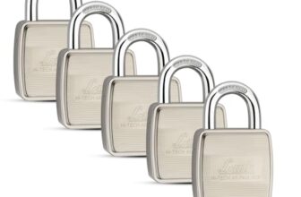 Link® Hi-Tech 60Mm Padlocks 5Pcs-Set | Stainless Steel Body | Hardened Shackle | 3 Silver Keys With Hi-Tech Nickle & Keychain | Made In India| 3Keys For Each Padlock