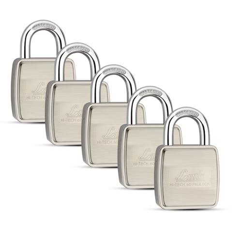 Link® 50Mm New Round Long Shackle Padlock 5Pcs Set | 50,000 Key Combinations | Made In India | Double Locking | Steel Body | Iron Lever| 3 Keys For Each Padlock