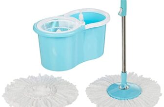 Raxon Innovation Stainless Steel Microfiber Floor Cleaning Spin Mop With Removable Washable Cleaning Pad And Integrated Water Mechanism For Floor, Multicolour