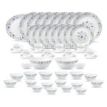 La Opala Classique Opalware Dinner Set, 53 Pcs, Family Of 8, Blue Mystique