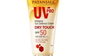 Patanjali Uv Pro Advance Sun Defence Cream Spf 50 Pa+++50G, Dry Touch, Non-Oily, Non-Sticky Sunscreen For All Skin Types, Ayurvedic Sunblock, Broad Spectrum Uva/Uvb Protection Pack Of 1