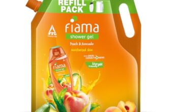 Fiama Body Wash Shower Gel Peach & Avocado, 1.4L Bodywash Refill Value Pouch For Women & Men With Skin Conditioners For Soft & Moisturised Skin, Suitable For All Skin Types