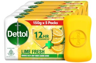 Dettol Lime Fresh (Lime Cool) Bathing Soap Bar With 12Hr Freshness (750Gm) |Long Lasting Freshness, 150Gm Pack Of 5