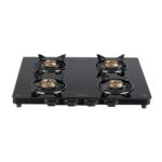 Havells Geoslim Gas Stove |4 Heavy Duty Forged Brass Burner|6 Mm Toughened Glass|Premium Valves|Removable Drip Tray|Soft Touch Knobs|5 Year Warranty On Burners, Glass & Valves By Havells (Black)