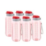 Attro Ultra Pro Motivational 1-Liter Bpa-Free Water Bottle With Leak-Proof Flip-Top Cap, Nylon Strap And Stylish Color For Daily Hydration Set Of 6-Red