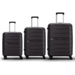 Aristocrat Liberty 8 Wheel Set Of 3 Large Size (Check-In), Medium Size (Check-In) & Cabin (Small Size) Hard Case Trolley Bags, Lightweight Polypropylene Luggage, 3-Yr Global Warranty, Saddle Brown
