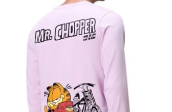 Bewakoof Official Garfield Merchandise Men’S Graphic Print Regular Fit Full Sleeve Round Neck Pure Cotton T-Shirt_677854_Purple_M
