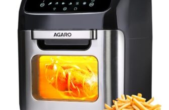 Agaro Regency Air Fryer For Home, 12L, Family Rotisserie Oven, 1800W, 9 Preset Menu, Electric Air Fryer Toaster Oven, Digital Display, Bake, Roast, Toast, Defrost, Silver.
