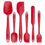 Agaro Silicone Spatula Set Of 6, Large Heat Resistant Spatula For Cooking, Baking And Mixing, Non-Stick Cookware For Kitchen, Bpa Free, Seamless Design, Deluxe, Red.