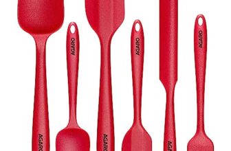 Agaro Silicone Spatula Set Of 6, Large Heat Resistant Spatula For Cooking, Baking And Mixing, Non-Stick Cookware For Kitchen, Bpa Free, Seamless Design, Deluxe, Red.