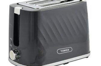 Tower Windsor 2 Slice Pop Up Toaster With Self Centring Slots, 7 Browning Levels, 800W Fast Heating, Reheat & Defrost, Auto Shut Off, Removable Crumb Tray, British Design, 2 Year Warranty
