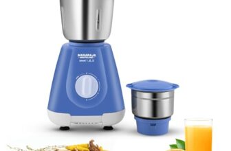 Maharaja Whiteline Smart Mixer Grinder | 500-Watt | 20000 Rpm Motor Speed | Air Ventilation System | Stainless-Steel Jars & Blades | Unique Jar Flow Breakers | 2 Year Motor Warranty |Blue