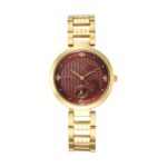 Titan Classique Plain 3 Hands Red Round Dial Yellow Plating A1Stainless Steel Strap Men’S Watch – 2480Ym04