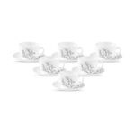 La Opala Diva, Pearl Collection Opal Glass Crockery | Cup & Saucer, Set Of 12 | Dusky Vines, 160 Ml | For Tea & Coffee | Microwave Safe | 100% Vegetarian | Extra Strong | Super Light | Super White