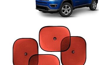 Kingsway Car Window Curtain Sticky Sun Shades Compatible With Jeep Compass, (Year 2017-2020), Universal Fit Sunshades For Side Window, Rear Window, Red Color, 4 Pieces