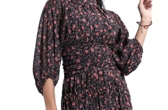 Tokyo Talkies Women Mini V Neck 3/4 Sleeve Dress Ttj6008275 Black M