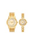 Timex Classics Analog Watch For Unisex With Champagne Round Dial & Gold Stainless Steel Bracelet Band Water Resistant Unisex Wrist Watches – Tw00Pr229