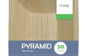 Clazkit 50 Pack Areca Deep Pyramid Bowl | Like Wooden Bamboo | Eco Friendly, Biodegradable, Use And Throw Small Dona | For Serving Pasta, Soup & Snacks | Birthday, Wedding & Party (6.5 Inch)