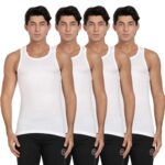 Pepe Jeans Men’S Solid White Vest-Pack Of 4_M