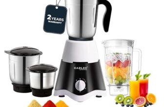 Cadlec Grindgenie 4 Jar 750 Watt Mixer Grinder | Intelligent High-Power Motor | Juicer, Blender & Mixer | Advanced Safety Features | Multi-Function For Juicing & Blending | 2-Year Warranty