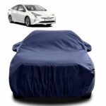 Sulfar 100% Water Resistant Car Body Cover Compatible With Mirror For Toyota Prius (Triple Stitched, Full Bottom Elastic, Navy Blue)