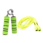 Antina Hand Grip And Skipping Rope Home Gym Combo (Green And Yellow)