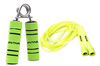 Antina Hand Grip And Skipping Rope Home Gym Combo (Green And Yellow)