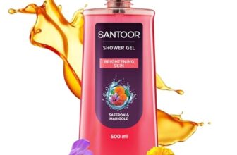 Santoor Brightening Shower Gel With Natural Saffron & Marigold Extracts| For Men & Women| For Glowing Skin| Suitable For All Skin Types| No Parabens| No Silicones| 500Ml