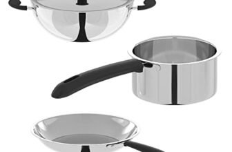 Lifelong Llssck01 Cookware Set Of 3| Stainless Steel Kadhai With Lid 23 Cm| Stainless Steel Sauce Pan 16 Cm| Stainless Steel Fry Pan 23 Cm| Bakelite Handles (Silver)
