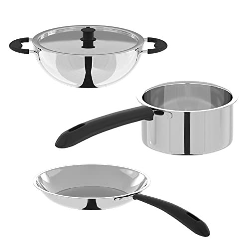 Cello Classy Hard Anodised Non-Stick Kadhai 3.5 Liter With Glass Lid With Induction Base, Black