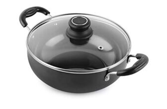 Cello Classy Hard Anodised Non-Stick Kadhai 3.5 Liter With Glass Lid With Induction Base, Black