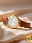 Titan Np2598Yl03 Titan Lagan Silver Dial Brown Leather Strap Analog Watch  – For Women