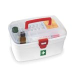 Milton Plastic Medicine Box, First Aid Box, Detachable Tray With Handle, Emergency Indoor Outdoor Medical Utility Cabinet Organizer, Transparent, Portable & Lockable Container, White
