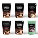 Cocosutra Hot Chocolate Mix Combo | Swiss Vanilla, Mexican Spiced, Mocha, Caramel, Peppermint & Hazelnut Flavoured | Pack Of 6 (Each 100 G) 600 G | Vegan Drinking Chocolate | Enjoy Hot Or Cold