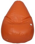 Sattva Classic Xxxl Bean Bag With Pocket Filled With Beans | Faux Leather Teardrop Bean Bag For Adults & Teens | Pre-Filled Comfortable Seating For Bedroom, Living Room, Office, Home – Orange