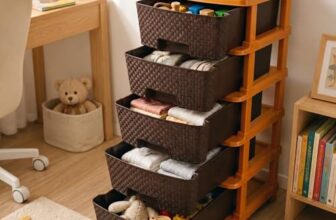 Prettykrafts 5-Tier Plastic Storage Drawer Organizer | Modular Chest Of Drawers & Toy Storage Box For Kids Room, Home, Kitchen & Office | Multipurpose Cabinet Unit (Brown, 36X39X77 Cm)