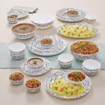 Larah By Borosil Moon Milky Way Dinner Set – 36 Pcs, Opal Glass Dinner Plates & Bowls Crockery Set For Dinning, White