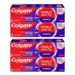 Colgate Visible White Purple Toothpaste Color-Corrects Yellow Tones On 1St Use Removes Surface Stains Enamel Safe (480G) (Pack Of 2 X 240G)