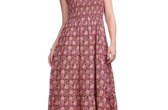 Purvaja Women’S Square Neck Cotton Dress(Floe-191-M_Maroon)