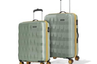 Aristocrat Comet Set Of 2 (Cabin+Medium) Hard Case Trolley Bags, Green
