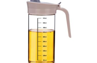 Signoraware Borosilicate Glass Oil Dispenser| Measurement Marking |Wide Mouth For Easy Refilling | Easy Handling | Heat Resistant | Refined & Mustard Oil |Liquid Container (500Ml | Clear)