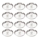 Neelam Stainless Steel 12, 22 Gauge Lazer Etching Thali, Perfect For Daily Use, Special Occasions, Durable Quality Food Grade Material, Stylish Look, Ideal For Home & Restaurant, 31 Cm, Set Of 12