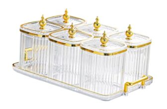 Heavenglow Divided Nut Jars Set With Tray Snack Candy Jars For Wedding Dining Room Home Transparent