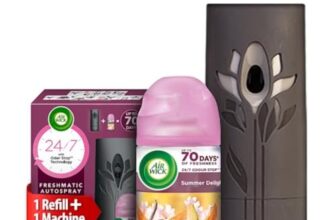 Air Wick 250 Ml – Vanilla & Muskmelon (Summer Delights), Refill + Automatic Spray| Freshmatic Air Freshener Kit | 2600 Sprays Guaranteed | Automatic Room Freshener, Bathroom Freshener And Room Spray
