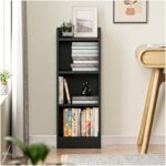 Amazon Brand – Solimo 3 Layer Engineered Wood Bookshelf | Low-Height Storage Organiser Rack For Home | Black | L 33.4 X W 24.5 X H 89.5 Cm