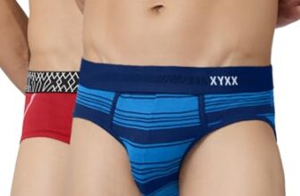 Xyxx Men’S Super Combed Cotton Regular Fit Briefs With No Marks Waistband| Pacific Blue+Rio Red | Xl