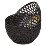 Ratan Plasticware Cane Large Plastic Storage Basket For Fruits, Vegetables & Snacks – Decorative Woven Design For Kitchen, Dining Table & Home Use I Pack Of 6 – Dark Brown